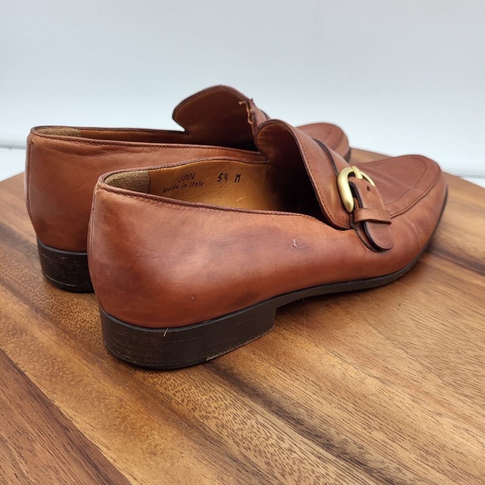 Coach Loafers Womens Size 5.5 M Brown Leather Flats Shoes Buckle Italy - Picture 12 of 16